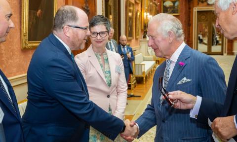 George Freeman MP meets HM King Charles III at a reception unveiling his AstraCarta with The Sustainable Markets Initiative